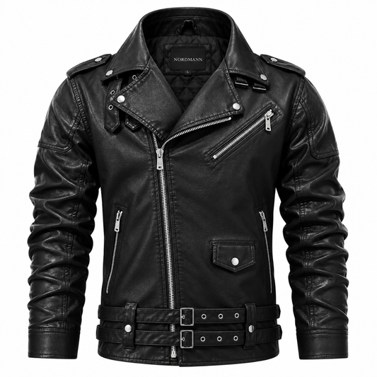 Nordmann Ragnar – Herren Bikerjacke mit Doppelgürtel