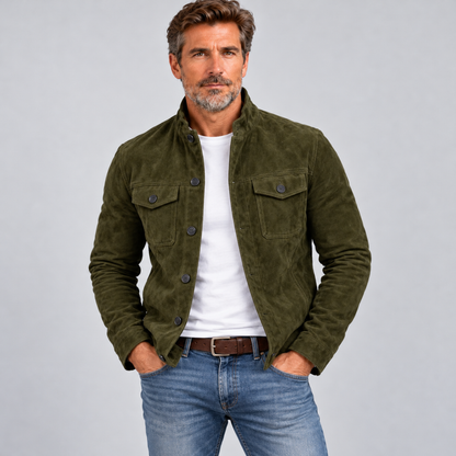 Elegante Jacke in Veloursleder-Optik mit Brusttaschen