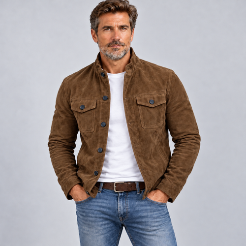 Elegante Jacke in Veloursleder-Optik mit Brusttaschen