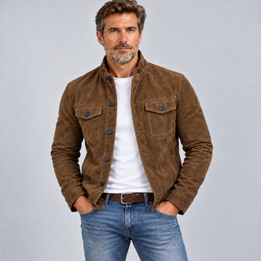 Elegante Jacke in Veloursleder-Optik mit Brusttaschen