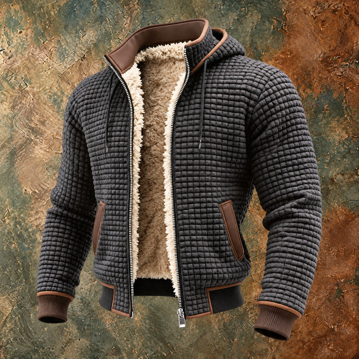 Nordmann – Retrojacke mit Kapuze und Reißverschluss – Grau