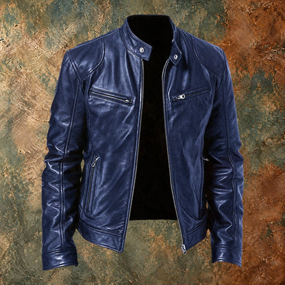 Nordmann Pieter – Lässige Lederjacke – Dunkelblau