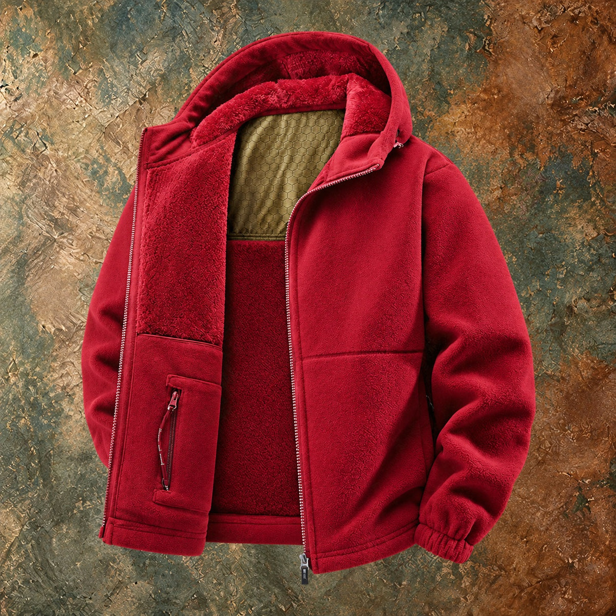 Nordmann Derk – Warme Fleecejacke – Rot