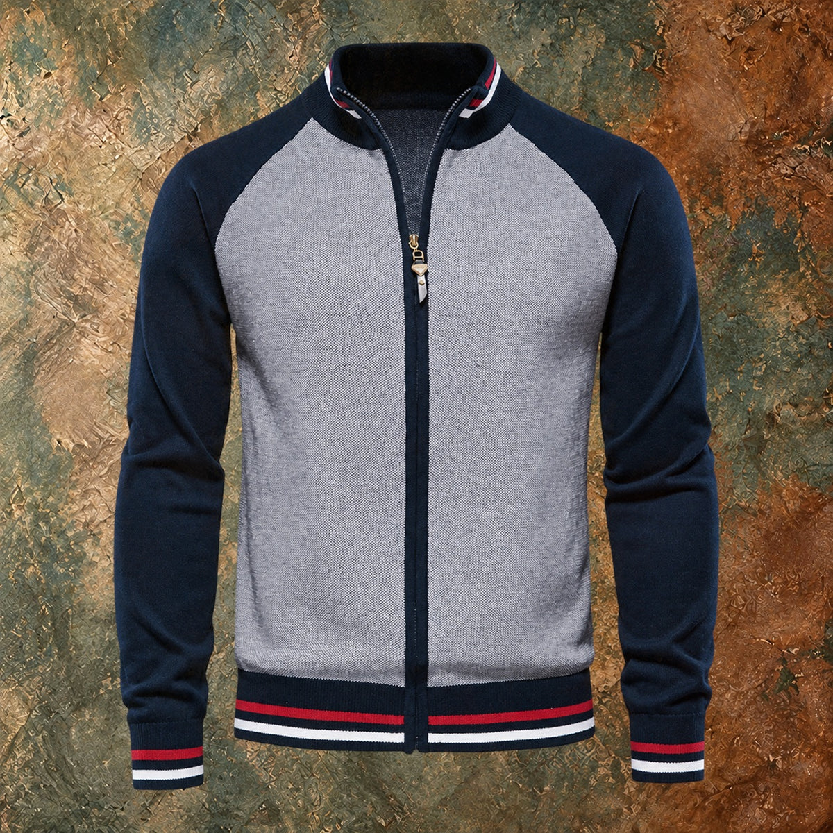 Nordmann – Premium-Herrenstrickjacke – Blau