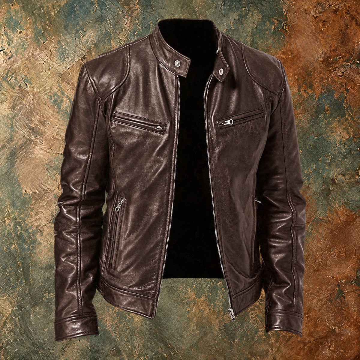 Nordmann Pieter – Lässige Lederjacke – Dunkelbraun