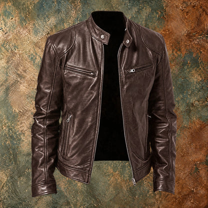 Nordmann Pieter – Lässige Lederjacke – Dunkelbraun