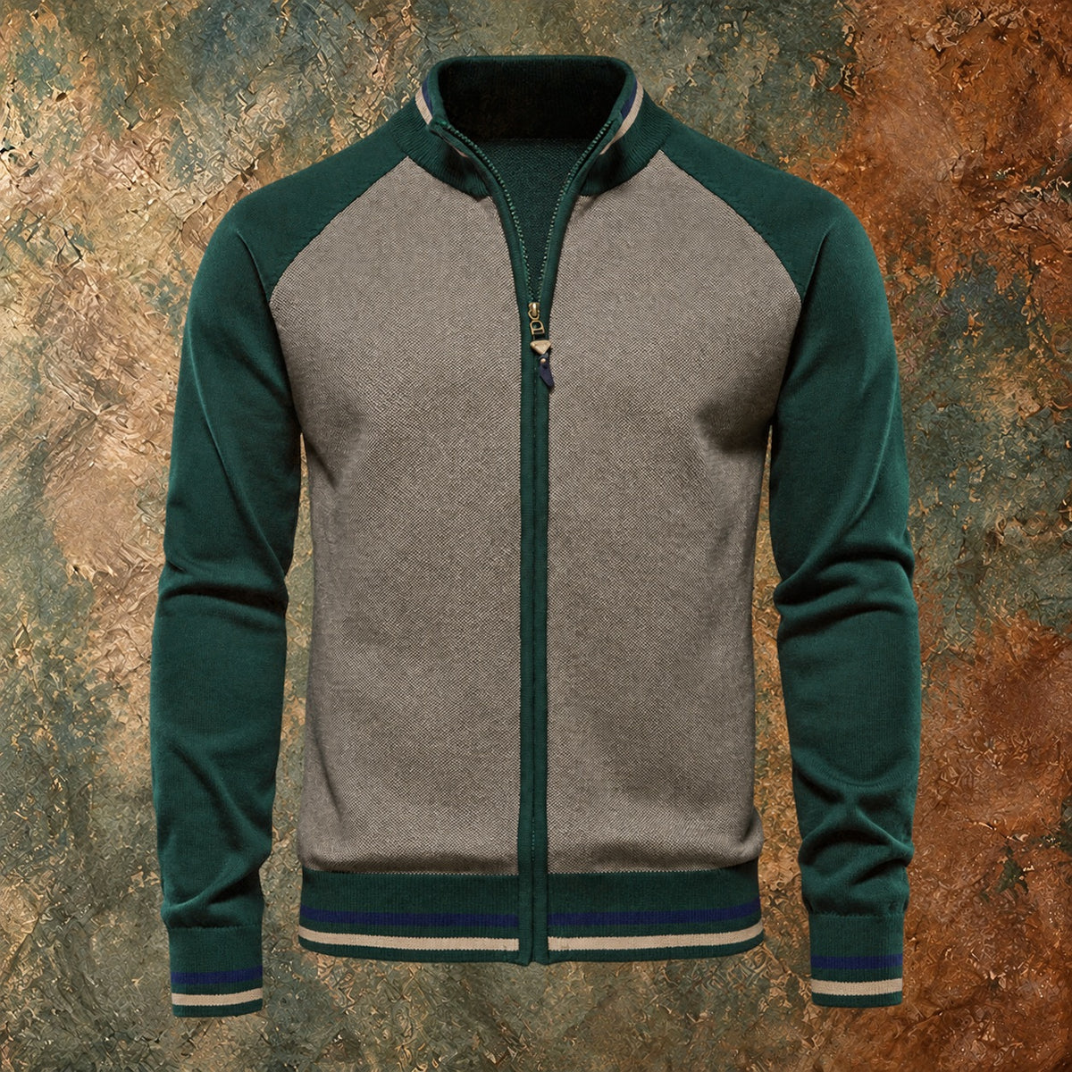 Nordmann – Premium-Herrenstrickjacke – Grün