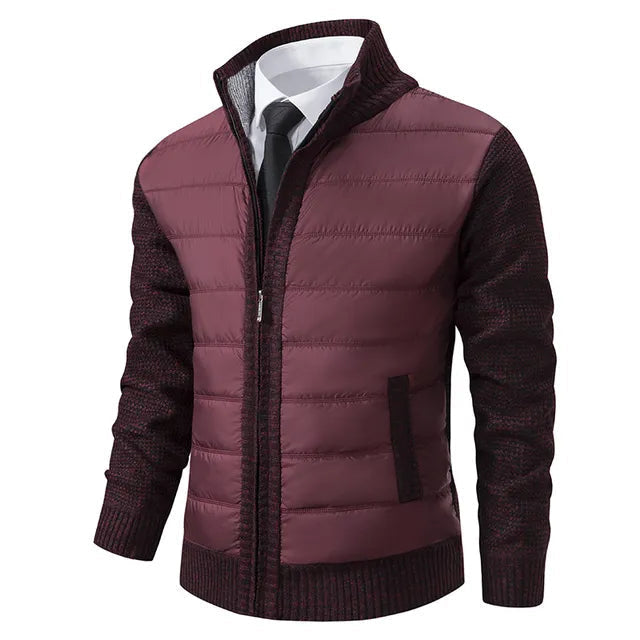 Nordmann – Elegante Herren-Strickjacke mit Steppdetails – Rot