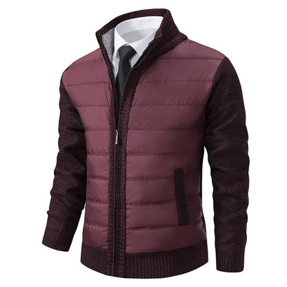 Nordmann – Elegante Herren-Strickjacke mit Steppdetails – Rot