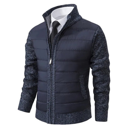 Nordmann – Elegante Herren-Strickjacke mit Steppdetails – Marineblau