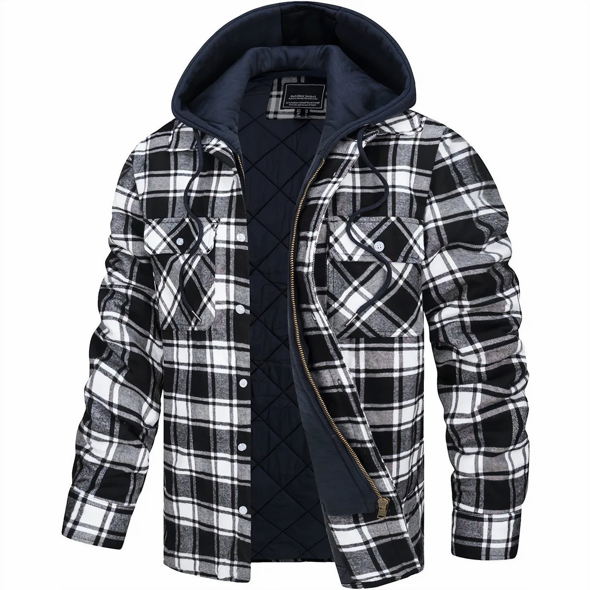 Nordmann Kevin – Karojacke mit Reißverschluss – Schwarz