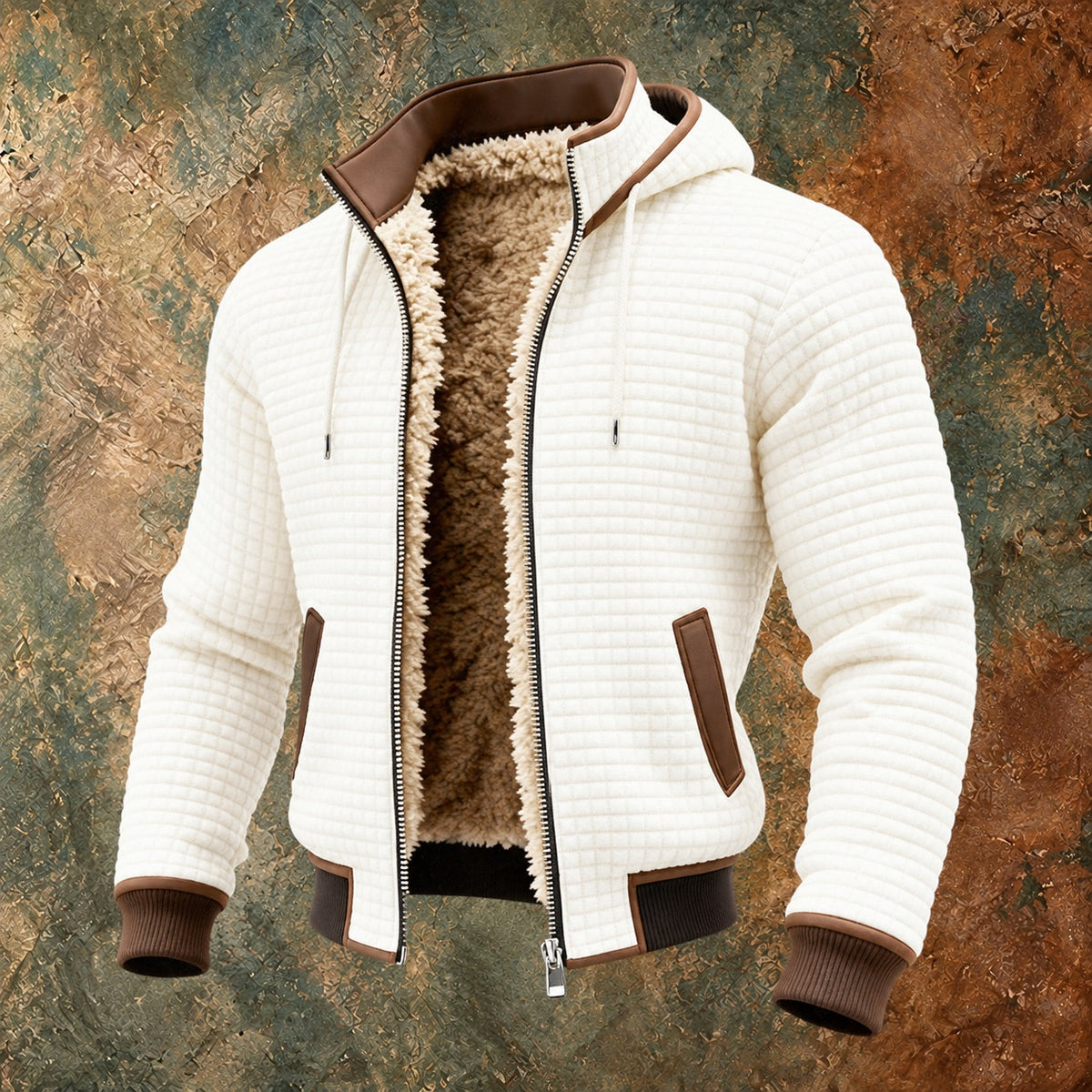 Nordmann – Retrojacke mit Kapuze und Reißverschluss – Weiß