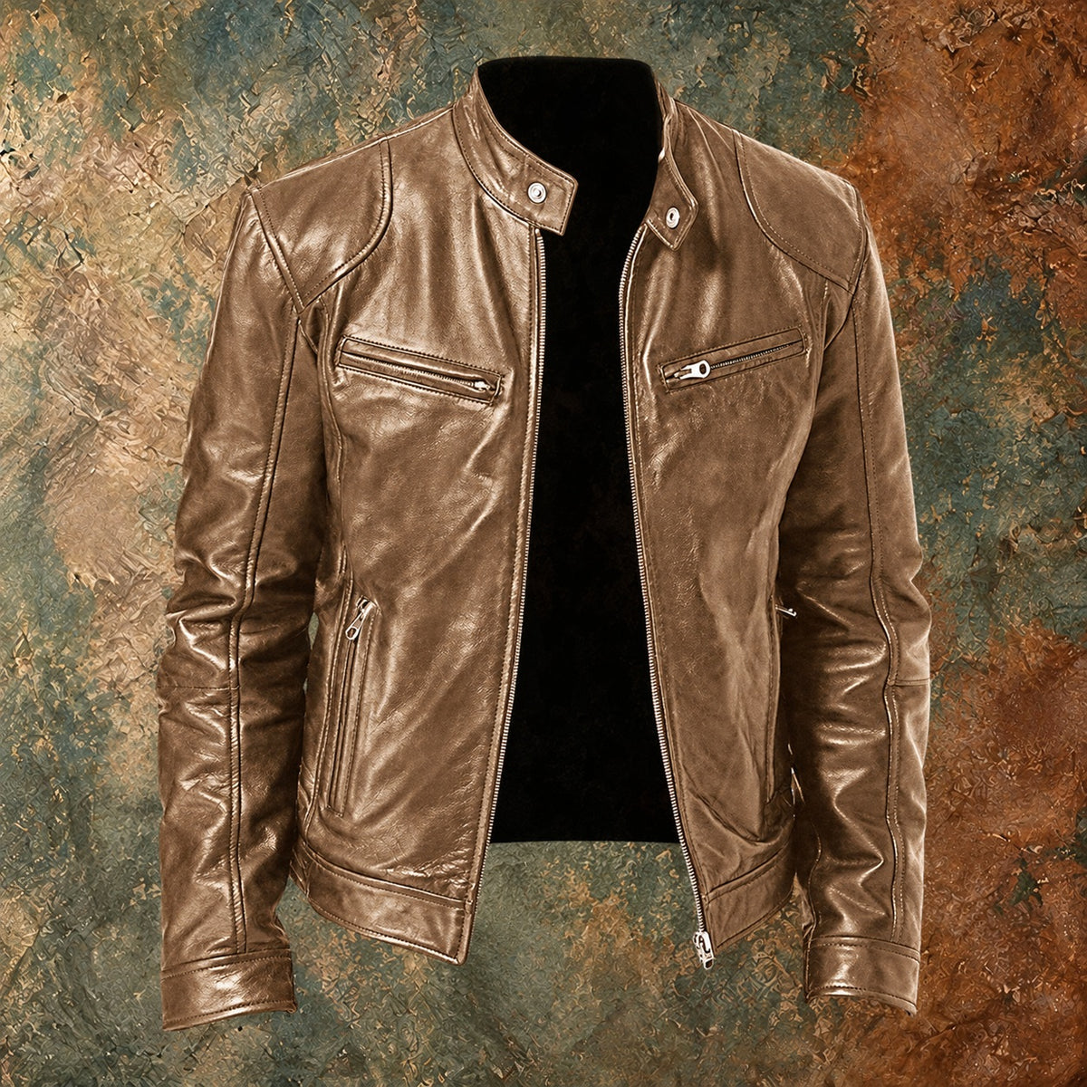 Nordmann Pieter – Lässige Lederjacke – Khaki