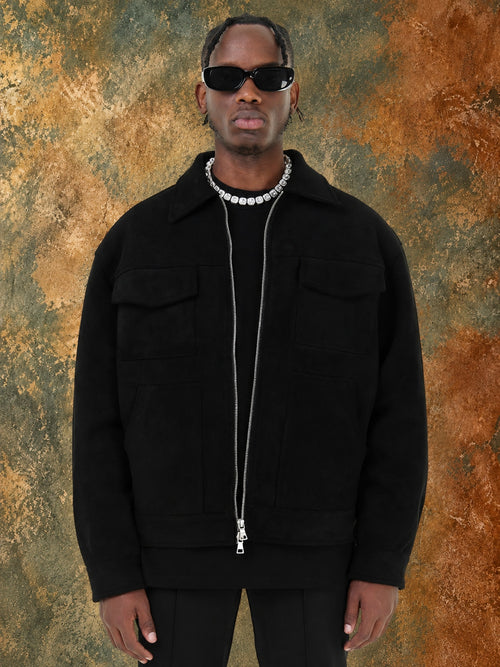 Nordmann – Oversize-Jacke in Velourslederoptik