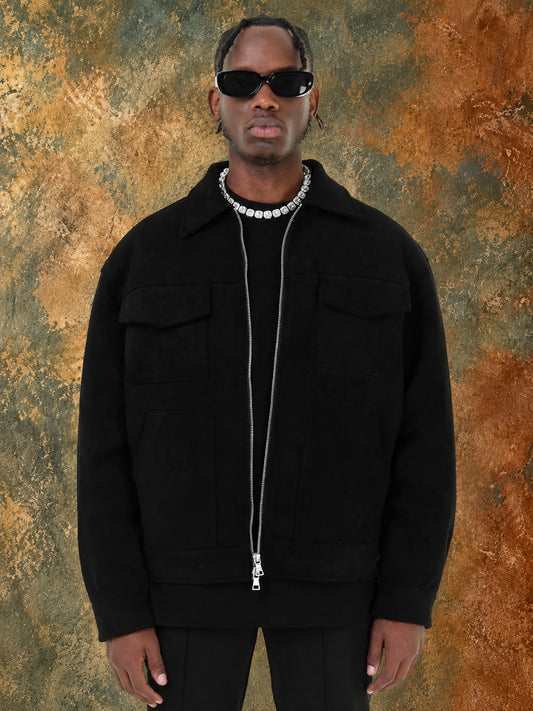 Nordmann – Oversize-Jacke in Velourslederoptik