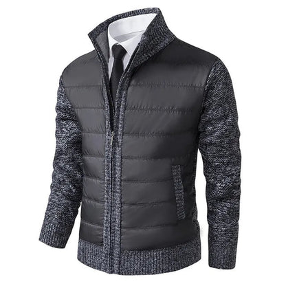 Nordmann – Elegante Herren-Strickjacke mit Steppdetails – Dunkelgrau