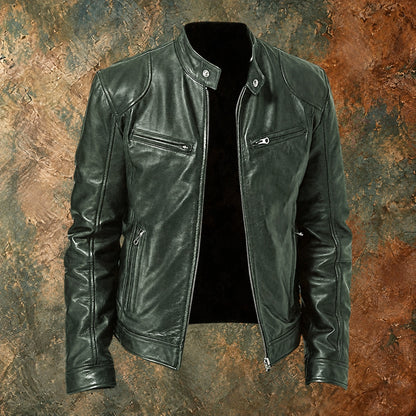 Nordmann Pieter – Lässige Lederjacke – Dunkelgrün