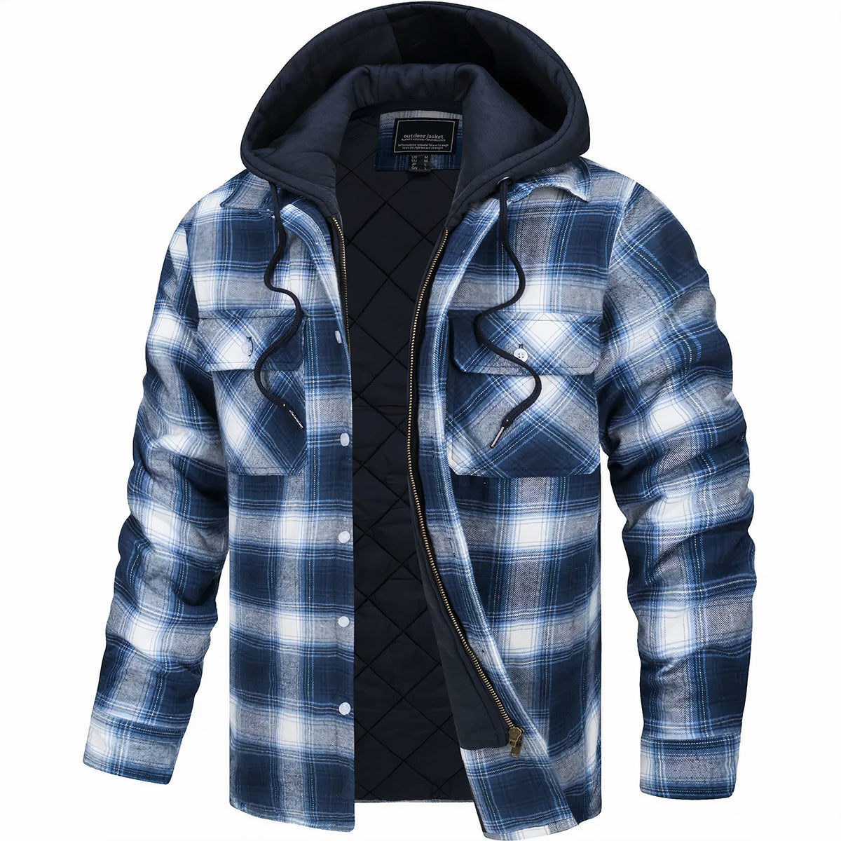 Nordmann Kevin – Karojacke mit Reißverschluss – Weiß-Blau