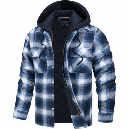 Nordmann Kevin – Karojacke mit Reißverschluss – Weiß-Blau